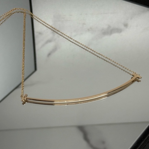 Tiffany 蒂芙尼 小u 單鏈 T系列 大號玫瑰金微笑項鍊 18k金