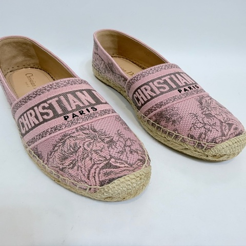 Dior 粉刺繡老虎漁夫平底鞋 37.5號