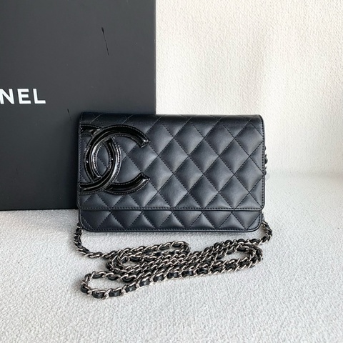 Chanel香奈兒黑銀康鵬woc鏈條包 鐳射18開