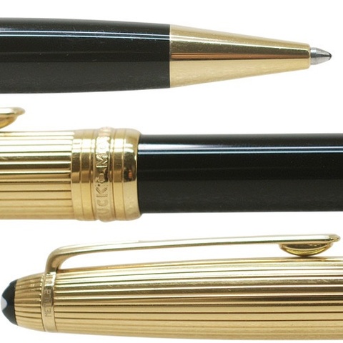 絕版真品Montblanc Meisterstück Solitaire Doué 萬寶龍經典金屬鍍金上蓋 METAL2原子筆 中型筆尖 扭轉機制14164