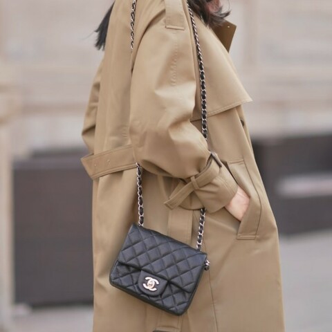 Chanel香奈兒 黑銀CF方胖子鏈條包 98新✨️