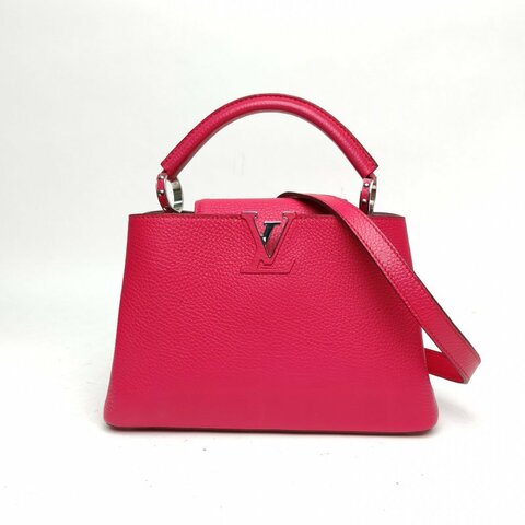 LOUIS VUITTON CapucinesBB27粉紅色牛皮革銀扣肩背包