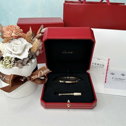 Cartier LOVE 18K玫瑰金窄版手環