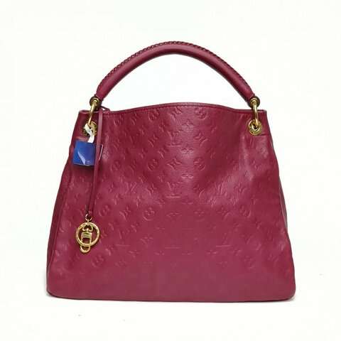 LOUIS VUITTON Artsy中號41紫紅色牛皮革金扣肩背包
