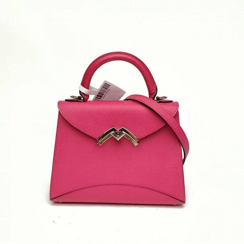 MOYNAT Gabrielle小號21紫紅色牛皮革銀扣肩背包