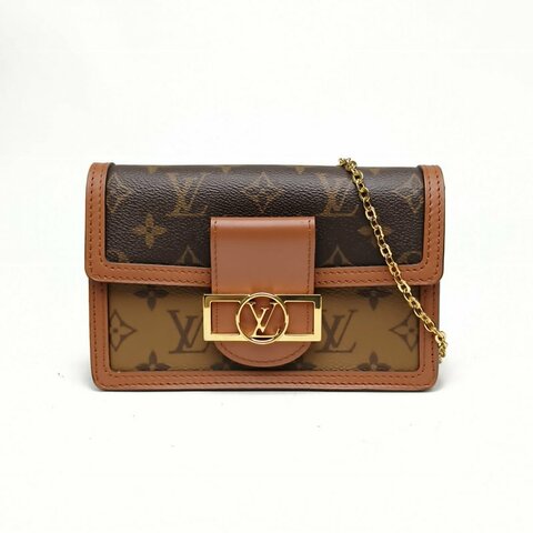 LOUIS VUITTON Dauphine達芙妮WOC晶片WOC牛皮革拼PVC肩背包