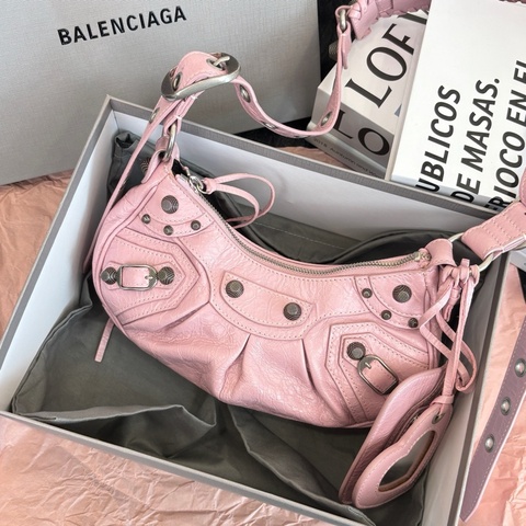 Balenciaga 巴黎世家 Le Cagole 粉色xs機車包月牙包腋下包