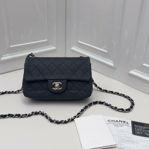 Chanel CF CF炫彩黑銀荔枝皮方胖子