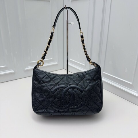 Chanel黑金荔枝皮hobo 中古絕版