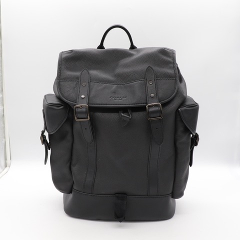 Coach Hitch 全黑 皮革 翻蓋  後背包 雙肩包 筆電包 通勤包 旅行包 透氣網布 黑色 大容量