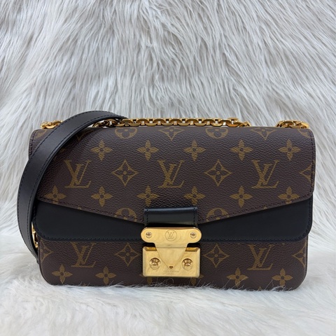 LV M46127 MARCEAU 原花 老花 字紋 黑色 牛皮 金鍊 肩背包 側背包 斜背包 兩用包