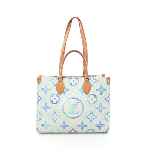 路易威登 OntheGo MM 單肩手提包 M11262 Monogram Tiles 藍色二手