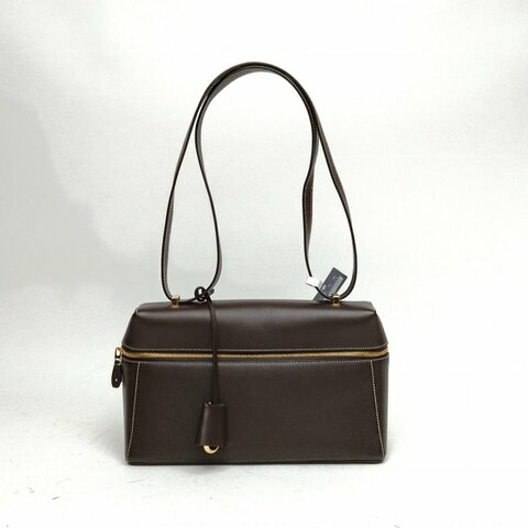 LORO PIANA ExtraBag深巧克力色牛皮革金扣新款肩背包
