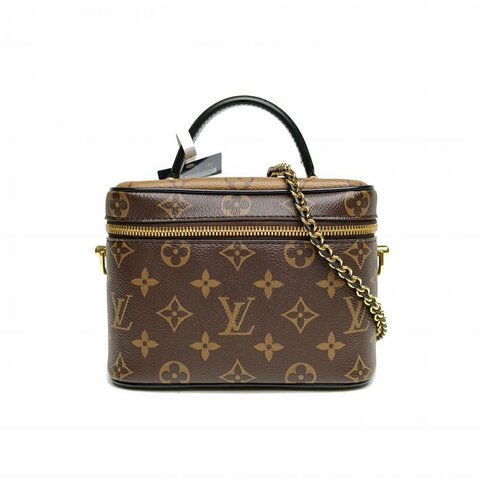 LOUIS VUITTON Vanity化妝包小號老花PVC金扣晶片肩背包
