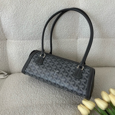 高雅德/Goyard Bonbonnière包 法棍包單肩包手提包 老花灰色Goyardine帆布 銀扣