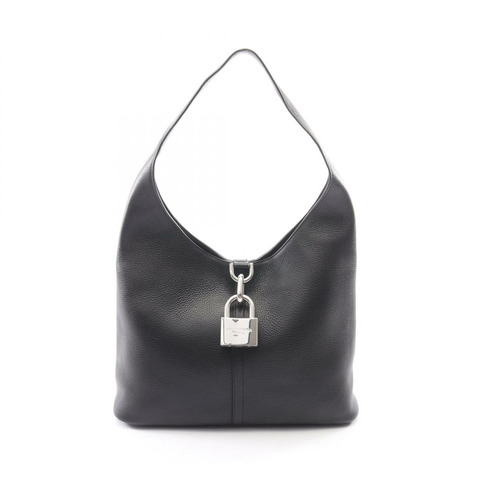 BALENCIAGA LOCKER NORTH-SOUTH 中型單肩包 771636 黑色皮革 二手