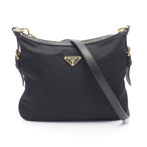 PRADA TESSUTO SAFFIAN 肩斜背包 BT0706 尼龍皮革 黑色 二手
