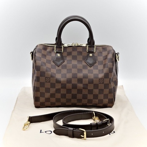 LV Speedy 25 肩帶款 棋盤格 手提包 斜挎包