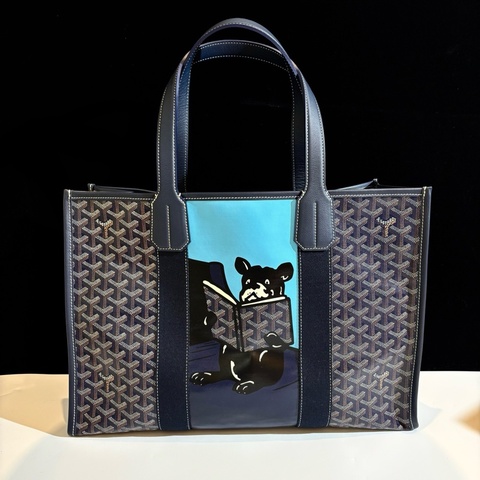 高雅德/Goyard Villette托特包 深藍色限定法鬥塗鴉手提包購物袋單肩包