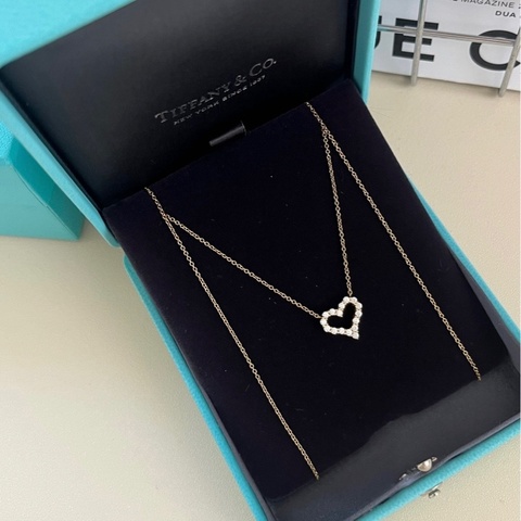 Tiffany/蒂芙尼 18k玫瑰金愛心鑽項鍊mini  附件：盒子 塵袋