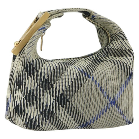 BURBERRY 迷你 Peg 旅行包手提包 棉質 淺藍色 金色裝飾 正品 196081A