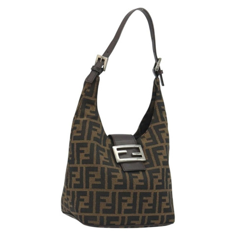 FENDI Zucca帆布Mamma Baguette單肩包 棕色/黑色 正品 196011V