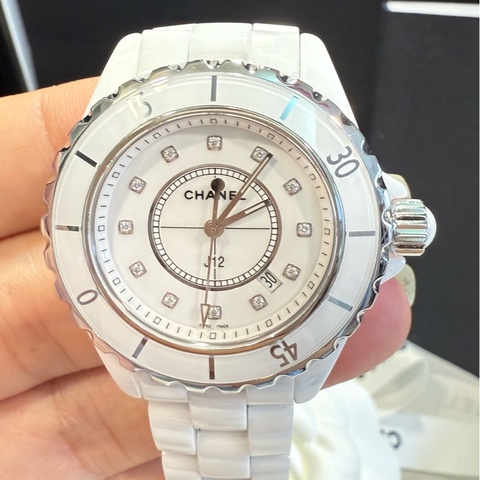 售🥰 香奈兒 CHANEL  J12 白陶瓷 12鑽 33mm