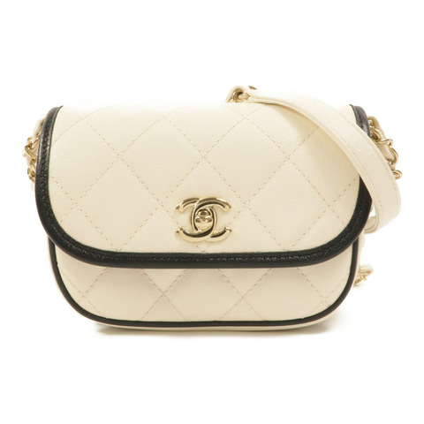 CHANEL 牛皮皮革Mini Round Flap Messenger Bag肩背袋
