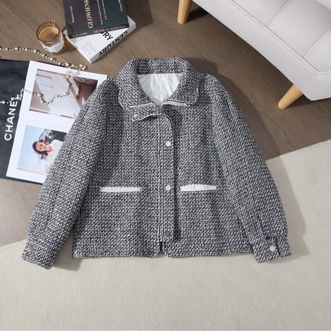 CHANEL Tweed Jacket 黑白外套Size44