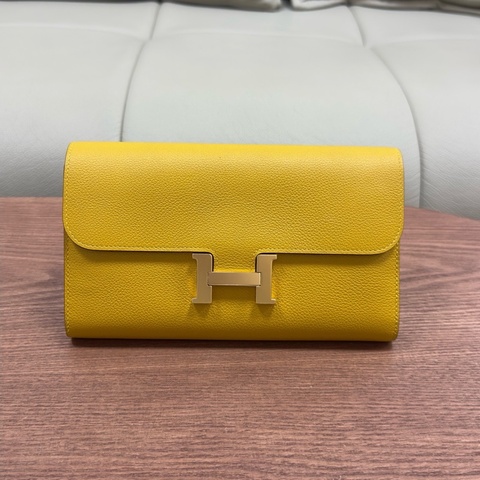 愛馬仕Hermes 康康錢包 琥珀黃金扣 togo皮 C刻