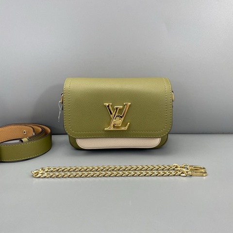 LV 路易威登 lockme新款單肩包橄欖綠拼白