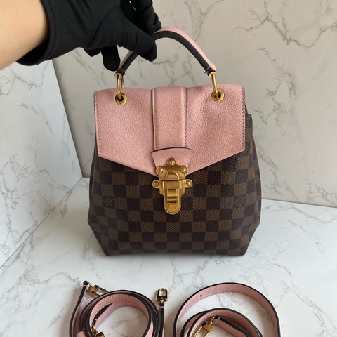 Louis Vuitton 路易威登 Clapton系列棕棋盤格拼粉色雙肩包