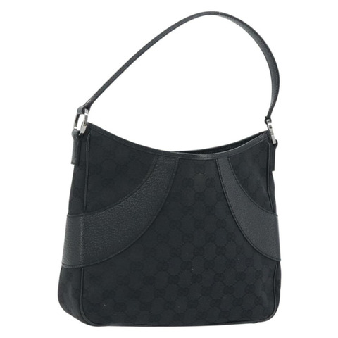 GUCCI GG帆布肩背包 黑色 銀色 113012 正品 195436V