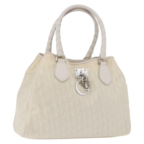 Christian Dior Trotter帆布手提包 象牙銀色 正品 195788V