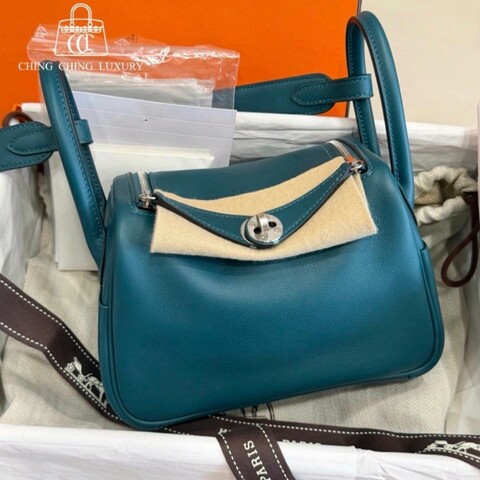 🌈Hermes🌈Mini Lindy一代💚W0博斯普魯斯綠銀扣💚98新🌈Swift皮🌟Stamp Y🌟有貼膜🌟有盒💚