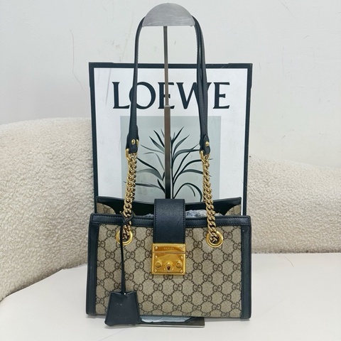 Gucci 古馳  Padlock系列 小號黑色老花滿印小三包