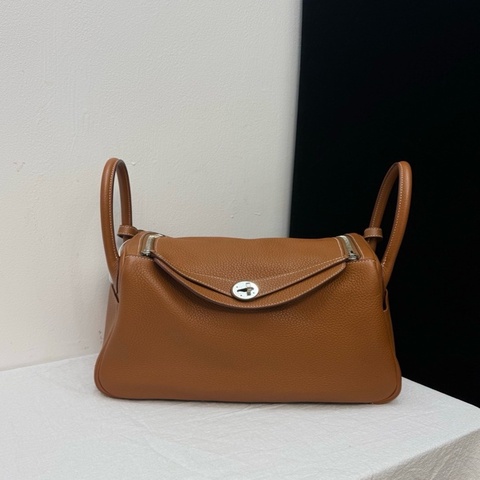 Hermès 愛馬仕Lindy30金棕銀tc皮 T刻  塵袋