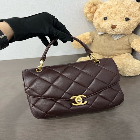 Chanel 香奈兒 23A酒紅色手柄翻蓋包 芯片 23*16