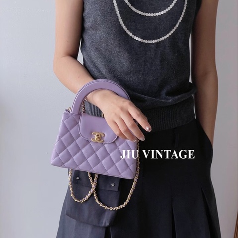 💎Chanel香奈兒｜24p kelly 夢幻紫牛皮大號｜99新芯片款