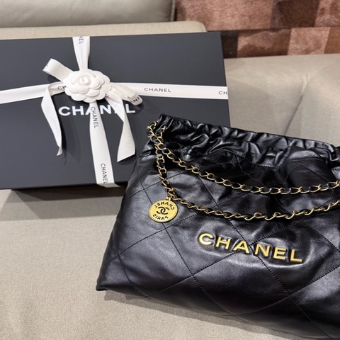 chanel 22bag黑金中號垃圾袋