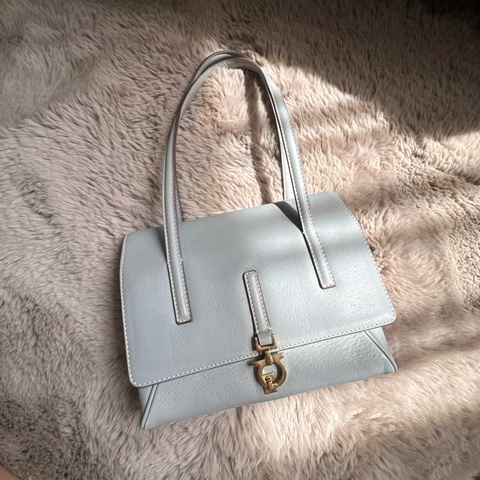 Ferragamo Vintage 風琴肩背包 木偶灰