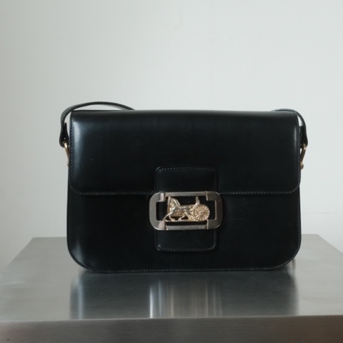 CELINE Vintage 1970-1980s 思琳雙面馬車扣 Box小牛皮風琴肩背包