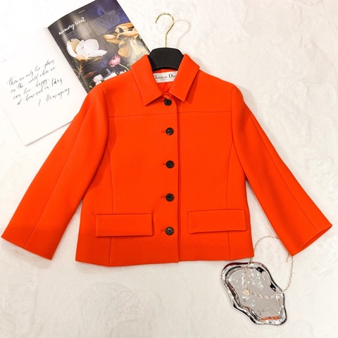 Dior Jacket 橙色翻領羊毛短外套