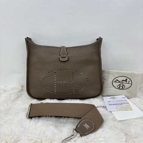 Hermes 愛馬仕evelyne29大象灰銀扣 伊芙琳單肩斜挎包 Y刻 有購證