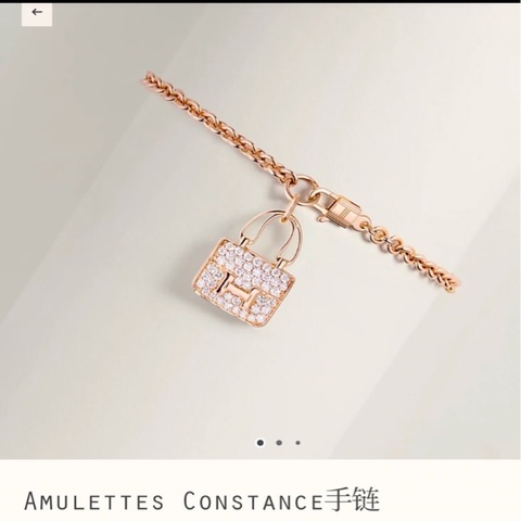HERMES愛馬仕Amulettes Constance滿鑽康康手鍊，18k玫瑰金 ST碼 鑽石 鏈長17cm  經典耐用 時尚百搭