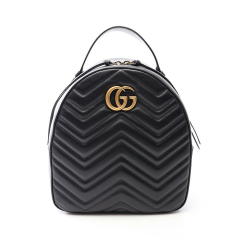 GUCCI GG Marmont 雙肩包 476671 黑色真皮二手女款
