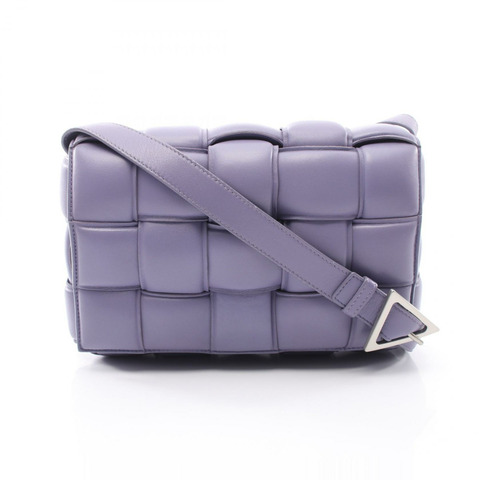 BOTTEGA VENETA 帶襯墊盒式 Intrecciato 單肩背包斜背包皮革紫色