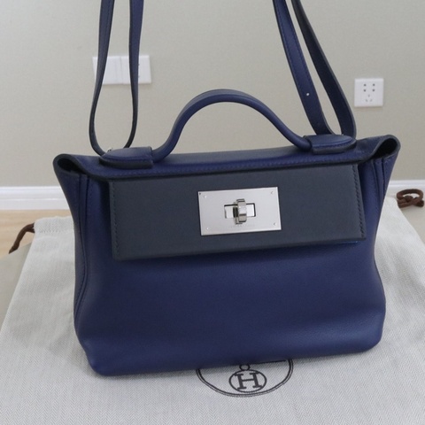 Hermès 愛馬仕2424 mini ，寶石藍拼海軍藍銀扣，Z刻