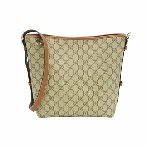 Gucci 展示品 經典GG 印花帆布肩背/斜背兩用包(848881-棕)
