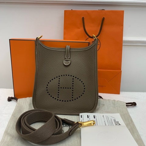 Full set Hermes Mini Evelyne大象灰閒置新K刻